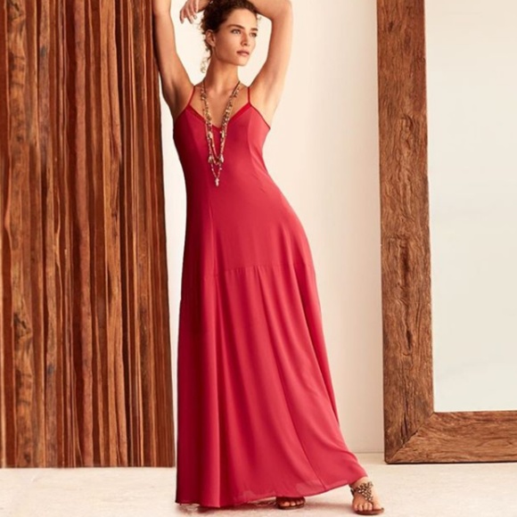 Tie lace up slip maxi coral dress - Picture 7 of 7